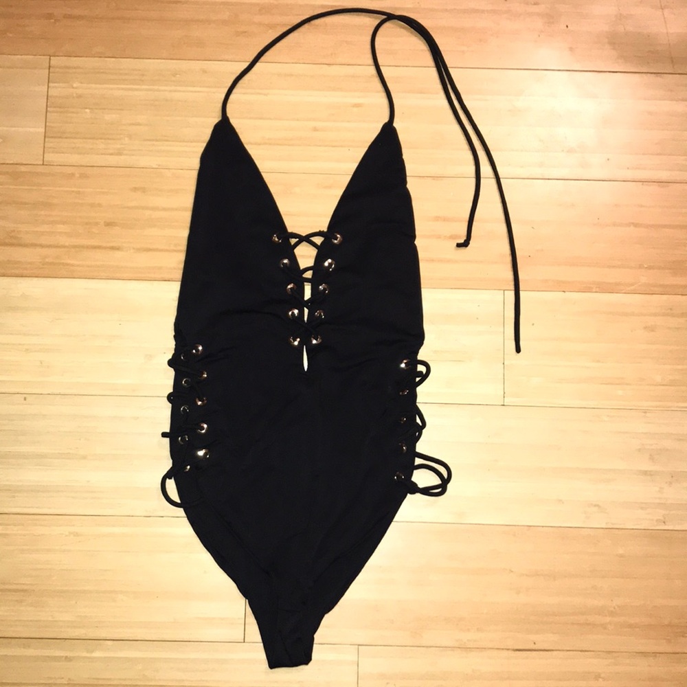 Black Lace Up Bodysuit